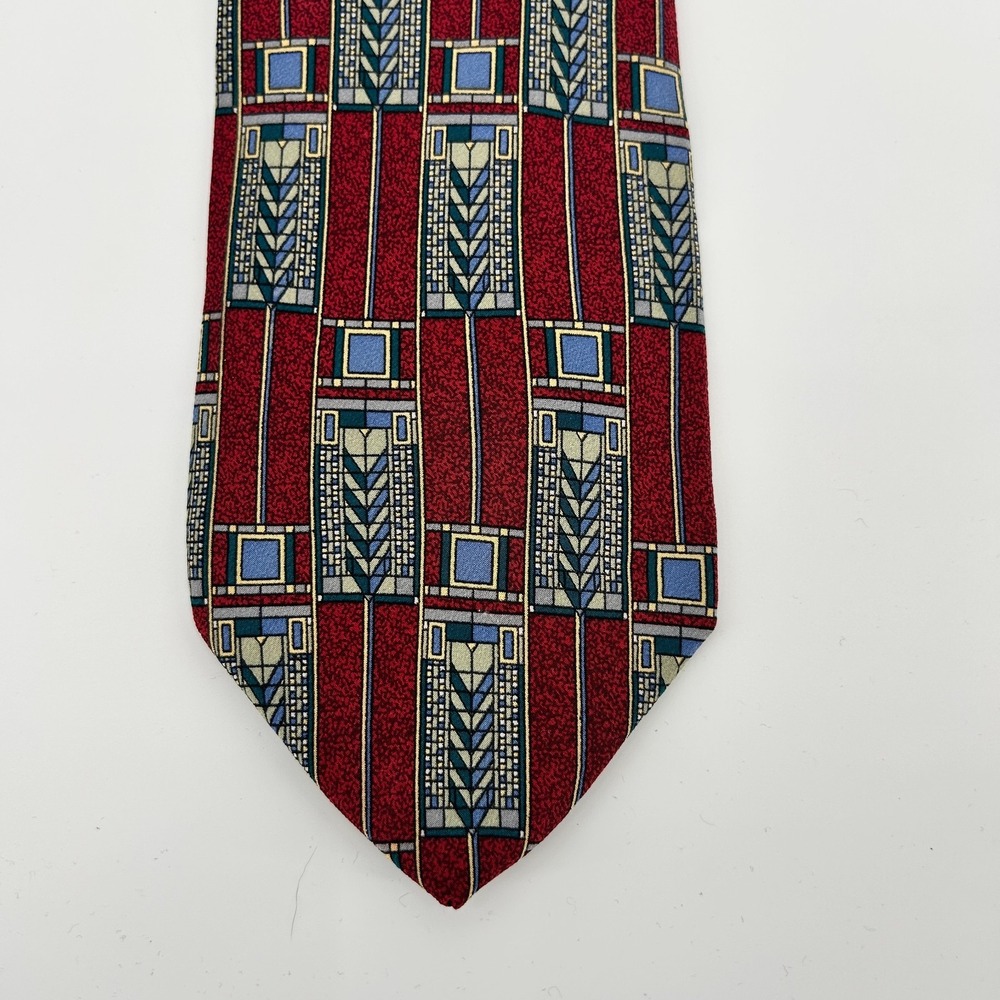 Vintage Frank Lloyd Wright Mens Silk Tie Made Italy Luxury Tree of Life Window - Picture 4 of 11